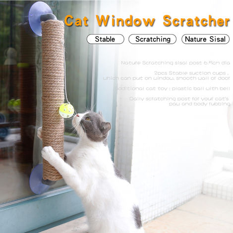 Wall Mounted Scratching Post with Hanging Ball Toy Cat Scratcher Cat Climbing Scratching Toy for Cats Playing Alone