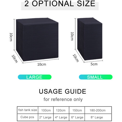 Strong Absorption Eco-Aquarium Water Purifier Cube Black, 10X10X10CM Uscharm Carbon Water Filter Cube Easy Water Purification for Aquariums with Carbon Filter 