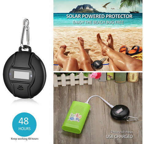 TeemorShop Portable Solar Charging Ultrasonic Mosquito Pest Repeller Insect Repellent Killer with Compass Outdoor Camping ToolGift for Friends/Kids 