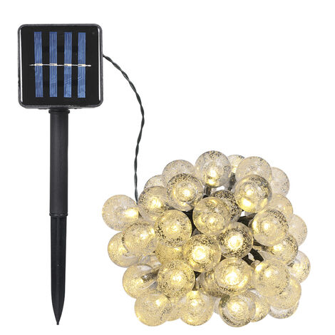 5W 17m/55.8ft 100 LEDs,Solar Powered Bubble Bulb String,Outdoor Lawn Light, Dual Light Mode,IP65 Waterproof,Warm White,for Yard Garden Patio Christmas Xmas - Warm white