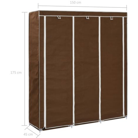 Wardrobe with Compartments and Rods Brown 150x45x175 cm Fabric