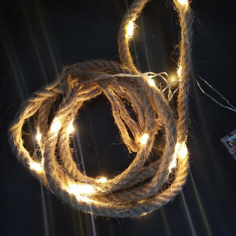 1m 15 Led Hemp Rope Decorative Fairy String Lights Battery Operated Garden Party Indoor Outdoor Light