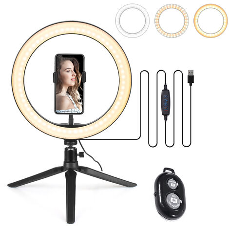 10.2 LED Ring Light 3200K-5500K Dimmable Desk Camera Lamp 3 Light Modes 10 Adjustable Brightness for Live Streaming Selfie Makeup YouTube Video Vlog Photography,model: type 2 - model: type 2