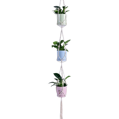 Hanging Plant Holders,Classic Macrame 2 Tier Plant Hanger for Hanging Holder Flower Baskets Pot Indoor Outdoor Decor 