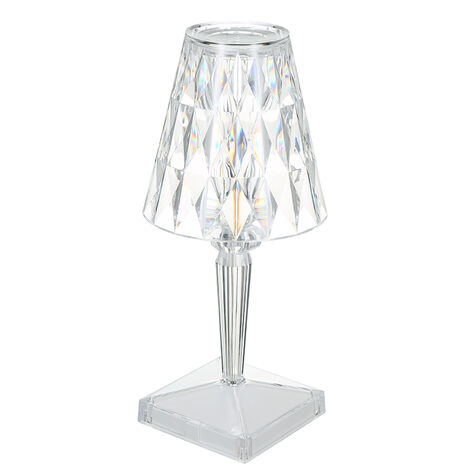 Acrylic Diamond Table Lamp 3 Lighting Colors with Brightness Adjustable USB Crystal Bedside Night Light Decorative Bedroom Nightstand Lamp,model: USB direch charge