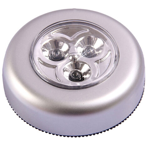 Portable Mini Round LED Bright Lights Touching Lamp Night Light Built-in 3Pcs Lights for Car Trunk/Cabinet/Cloakroom/Cupboard/Wardrobe/Kitchen