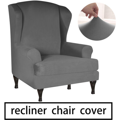 Sofa Cover Stretch Recliner Chair Cover Furniture Protector Couch Soft with Elastic Milk Silk Fabric,model:Dark gray