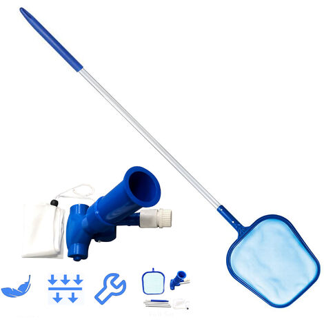 Pool Cleaning Set Swimming Pool Cleaning Tools Maintenance Above Ground Skimmer Brush Vacuum Hose,model: Blue & White