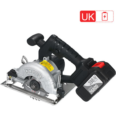 21V Cordless Circular Saw 6500RPM 4.0Ah Battery Fast Charger 45 Degree Adjustable Bevel Cutting with 110mm 30T Blades Circular Saw Woodworking Tools,model:Black UK 1 Battery