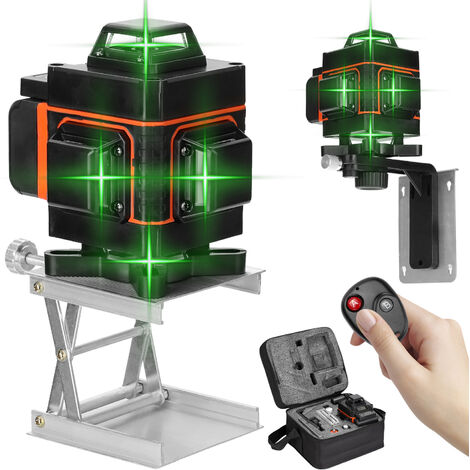 Multifunctional 16 Lines Level Tool Vertical Horizontal Line with Self-leveling Function,model:Multicolor UK Plug without Tripod Stand