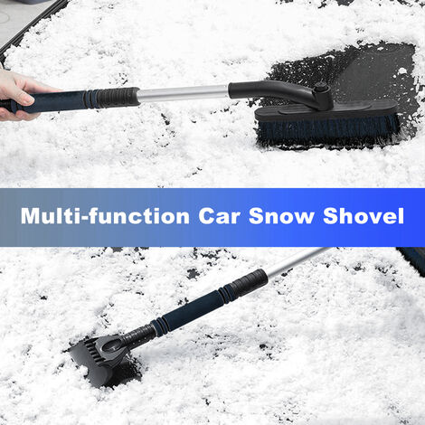 Foam Grip with 360° Pivoting Brush Head for Cars Trucks Snow Brush and Detachable Ice Scraper for Car Windshield Extendable Car Snow Brush SUVs Wehicle Windows 