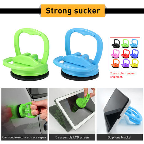 2PCS Vacuum Suction Cup Dent Puller Sucker Handle Car Dent Remover Mobile Phone Holder LCD Screen Tool Pad Glass Installation Carrying Lifter for Vehicle Random Color
