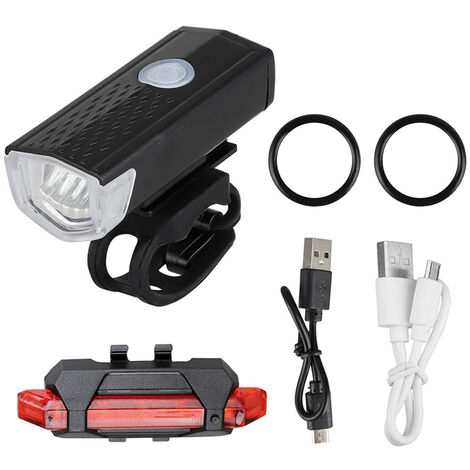 Easy to Install for Men Women Kids Road Mountain Cycling 6 Light Modes USB Rechargeable Powerful Bicycle Front Headlight and Back Taillight Ultra Bright Bike Light Set 