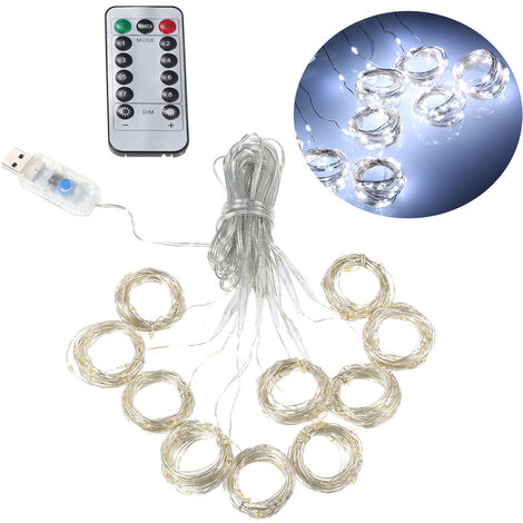 DC5V 12W 300LEDs Fairy Curtain String Light with Remote Controller/Line Control USB Powered Operated Combination/ In Wave/ Sequential/ Slo Glo/ Chasing Flash/ Slow Fade/ Twinkle Flash/ S-teady On 8 Different Lighting Modes Effects Timer Timing Setting Fun