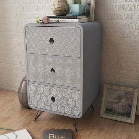 Side Cabinet with 3 Drawers Grey