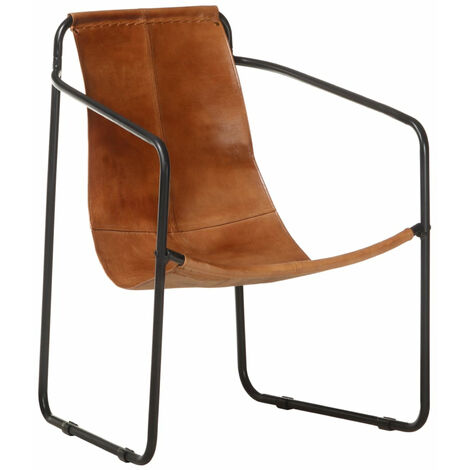 Relaxing Armchair Brown Real Leather