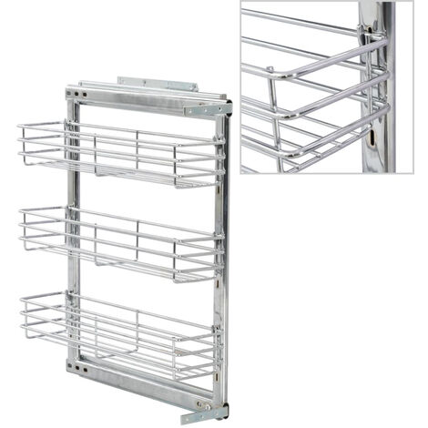 3-Tier Pull-out Kitchen Wire Basket Silver 47x11x56 cm