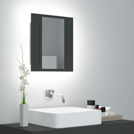LED Bathroom Mirror Cabinet Grey 40x12x45 cm