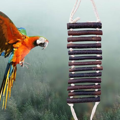 OUTAD Ladder Bird Toy Wooden Bird Bridge Birdcage Ladder Colorful Bird Swing Toy for Parrot Parakeet Cockatiel Macaw Hamster 