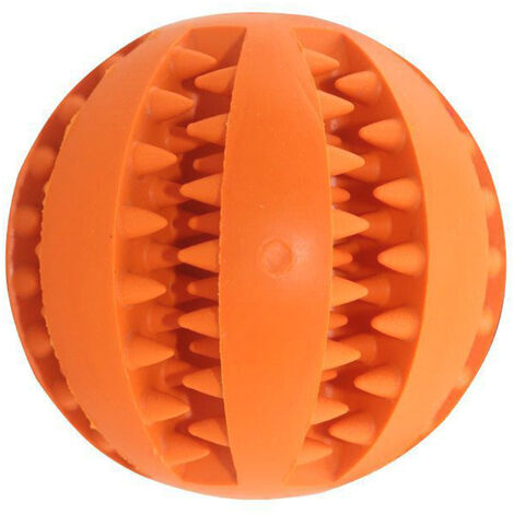 Dog Toy Ball, Nontoxic Bite Resistant Toy Ball for Pet Dogs Puppy Cat, Dog Pet Food Treat Feeder Chew Tooth Cleaning Ball Exercise Game IQ Training Ball 7CM,model:Orange