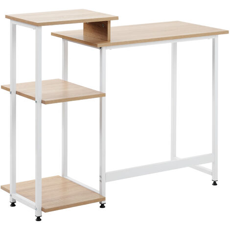 Computer Desk With 3 Tier Storage Shelves Desk Table with Bookshelf Laptop Table With Steel Frame for Small Spaces Home Office Workstation