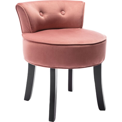 Velvet Bedroom Chair Dresser Chair with OAK Legs, Dressing Table Fabric Stool Fabric Dressing Table Chair, Small Guest Bedroom Chair (pink )