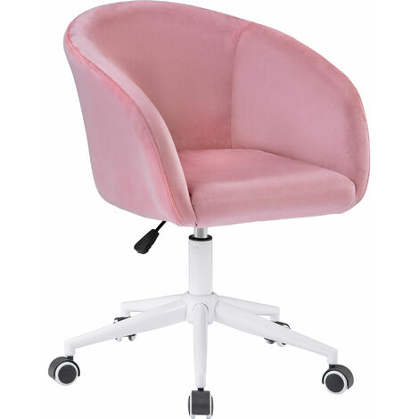 Velvet Desk Chair Office Chair with Arms Luxurious Cushion for Home Office Swivel Chair (Pink)