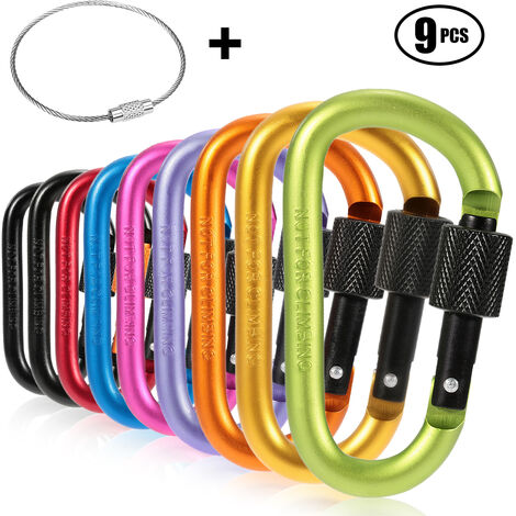 5pcs Lanyard with Buckle Strap Clip Adjustable Bungee Cord Screw Carabiner UK 