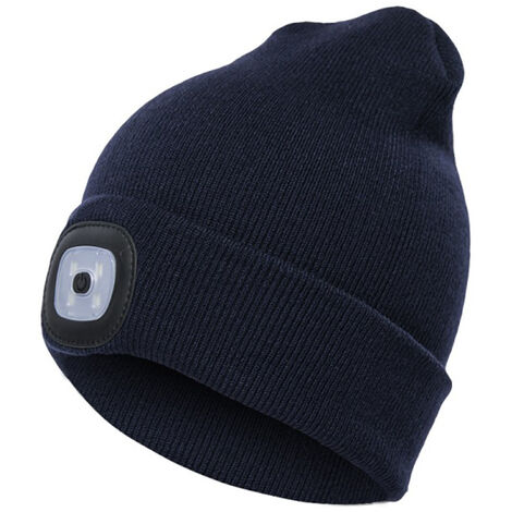 USB Interface Sport Knitting Hat Lamp Autumn Winter Season Outdoor Sport Fishing Riding Keep Warm Hat,model:black