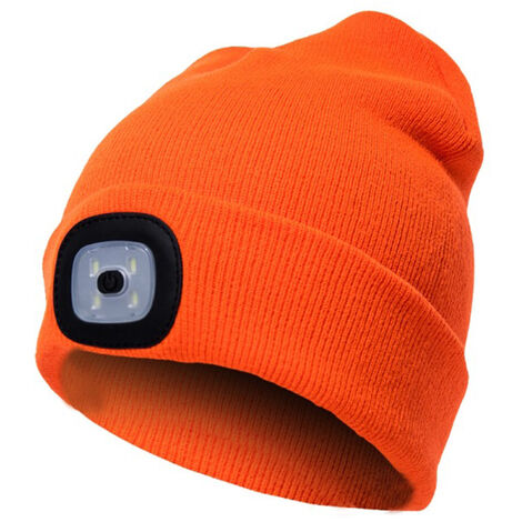 USB Interface Sport Knitting Hat Lamp Autumn Winter Season Outdoor Sport Fishing Riding Keep Warm Hat,model:Orange - model:Orange