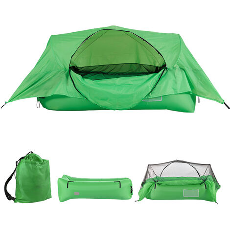 2-in-1 Airbed Tent Inflatable Air Sofa with Canopy Portable Outdoor Camping Suspension Tent Air Bed for Backpacking Hiking Backyard,model:Green - model:Green