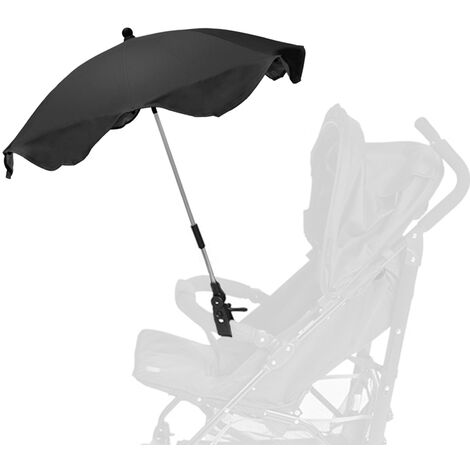 Sunshade Umbrella UV Rays Protection Parasol Rain Canopy Cover Clamp-On Shade Umbrella for Baby Stroller,model:Black - model:Black