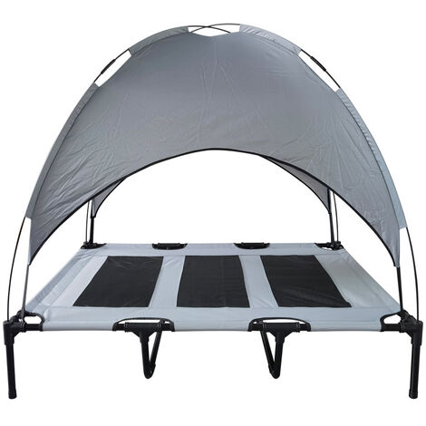 Elevated Dog Bed with Canopy Outdoor Pet Cot Portable Sunshade Pet Tent Cooling Bed for Dogs Cats Camping Beach, XL,model:Grey XL