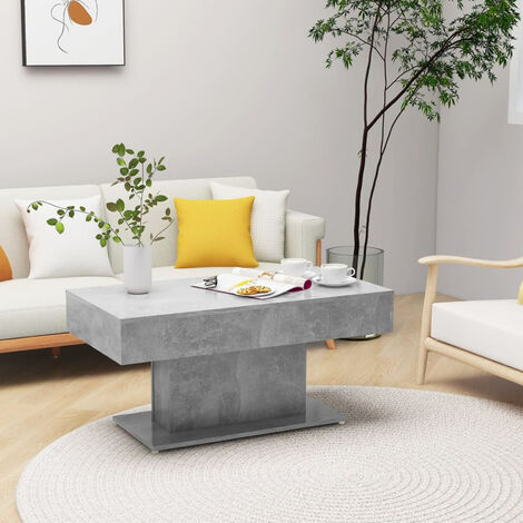 Coffee Table Concrete Grey 96x50x45 cm Chipboard