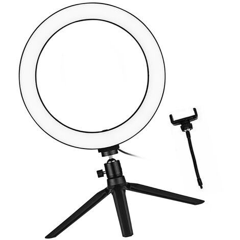 10 Inch LED Ring Light with Tripod Stand Phone Holder Remote Control 3200K-5500K Dimmable Table Camera Light Lamp 3 Light Modes & 10 Brightness Level for YouTube Video Photo Studio Live Stream Portrait Makeup Photography,model: 10inch