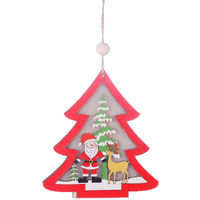 Christmas ornaments hollow wooden pendant creative with light ornaments