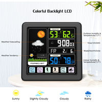 Weather Station Alarm Clock Indoor & Outdoor Thermometer Hygrometer Black