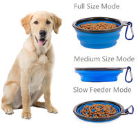 Pet Slow Eating Bowl Foldable Dog Feeder Blue Large Size