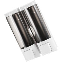 CHUANGDIAN Manual Hand Soap Dispenser Wall Mount Double Liquid Shampoo Shower Gel Dispenser 200mlx2, White - White