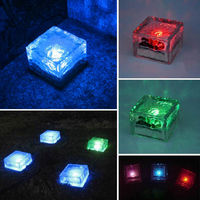 Solar Glass Brick Lights Outdoor Waterproof Ice Cube Night Lamp for Garden Lawn Decorative Light, Yellow