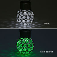 Solar Powered Energy LED Outdoor Lamp Manual & Light 2 Control Modes Rechargeable Hollow-out Spherical Design, Multicolor