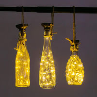 1pc Square Solar Energy Light 2M20LEDs Wine Bottle Decor Copper Wire Lamp String, Multicolor