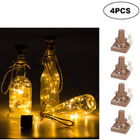 4pcs Square Solar Energy Light 2M20LEDs Wine Bottle Decor Copper Wire Lamp String, Warm white