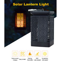 Solar Lantern Lights Dancing Flame Solar Powered Light Water-resistant Outdoor Hanging Landscape Decorative Lamp