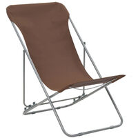 Folding Beach Chairs 2 pcs Steel and Oxford Fabric Brown