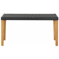 Garden Bench 120 cm Black Poly Rattan and Solid Acacia Wood