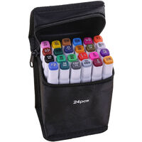 Dual Tip Marker Pen Sketching Writing Painting Marker Artist Drawing Art Markers with Zip Storage Bag, 24 Colors - 24 Colors