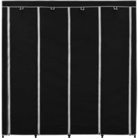 Wardrobe with 4 Compartments Black 175x45x170 cm