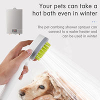 Pet Combing Shower Sprayer Pet Dog Bathing Grooming Massage Brush Tool , Blue