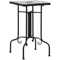 Mosaic Side Table Black and White Ceramic